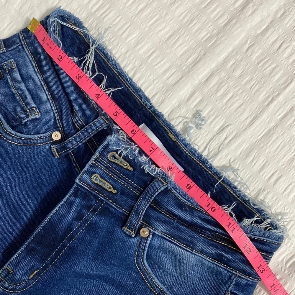 KanCan USA Gloria Jeans High Rise Dark Wash Ankle Skinny‎ Raw Hem Size 25